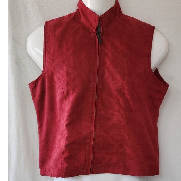 Monterey VTG Red  Golf Vest Vegan Suede Golf Vest Lightweight Full Zip Women's S - Picture 1 of 9
